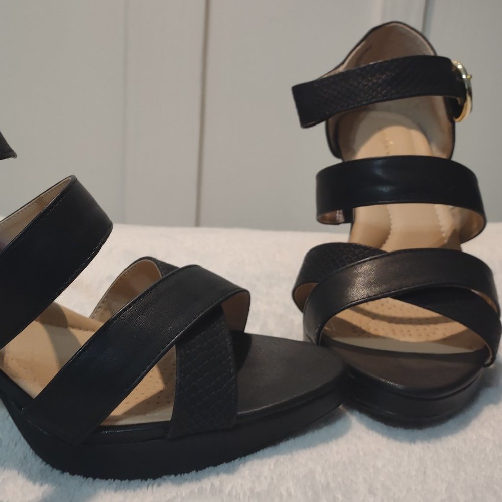 Comfort View Black Strap High Heel Shoes 9.5M
